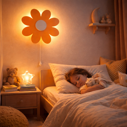 Warm Orange or Yellow Flower Wall Lamp for Kids Room | Nursery Decor