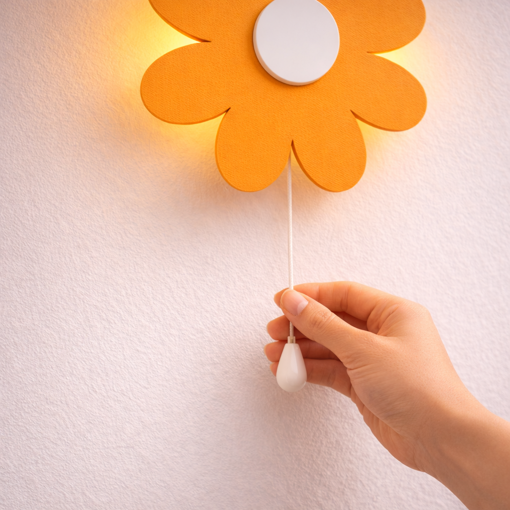 Warm Orange or Yellow Flower Wall Lamp for Kids Room | Nursery Decor