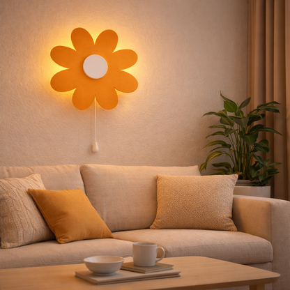 Warm Orange or Yellow Flower Wall Lamp for Kids Room | Nursery Decor