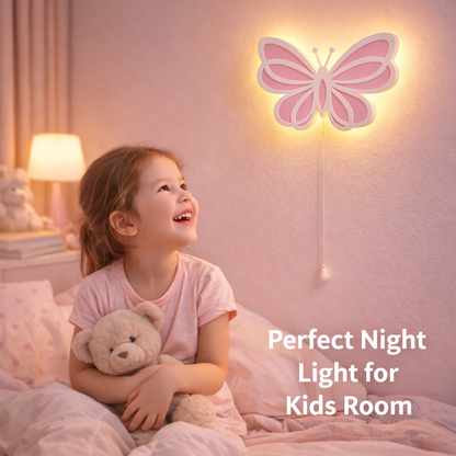 Pink Butterfly Wall Lamp for Kids Room | Nursery Decor