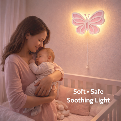 Pink Butterfly Wall Lamp for Kids Room | Nursery Decor