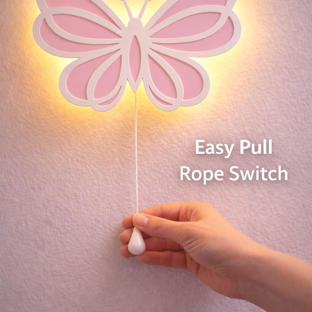 Pink Butterfly Wall Lamp for Kids Room | Nursery Decor