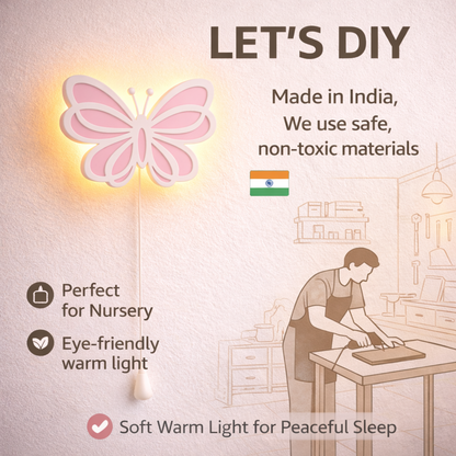 Pink Butterfly Wall Lamp for Kids Room | Nursery Decor