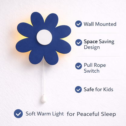 Blue Flower Wall Lamp for Kids Room | Nursery Decor