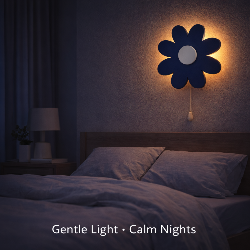 Blue Flower Wall Lamp for Kids Room | Nursery Decor