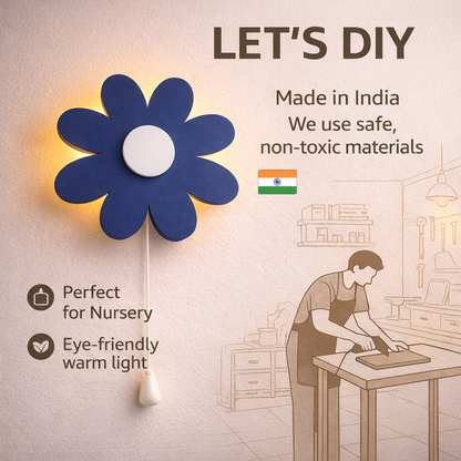 Blue Flower Wall Lamp for Kids Room | Nursery Decor