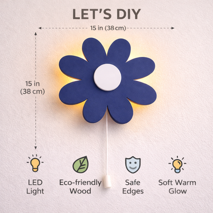 Blue Flower Wall Lamp for Kids Room | Nursery Decor