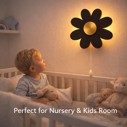 Black Flower Wall Lamp for Kids Room | Nursery Decor
