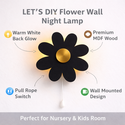 Black Flower Wall Lamp for Kids Room | Nursery Decor