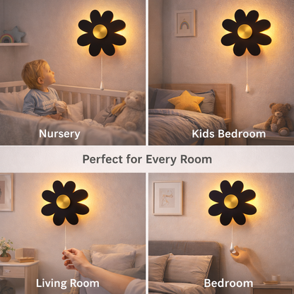 Black Flower Wall Lamp for Kids Room | Nursery Decor