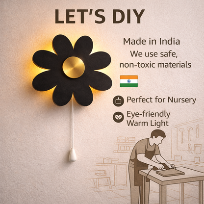 Black Flower Wall Lamp for Kids Room | Nursery Decor