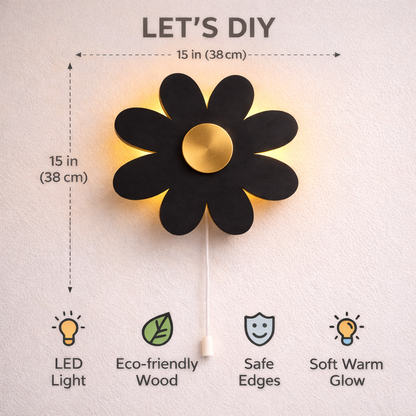 Black Flower Wall Lamp for Kids Room | Nursery Decor