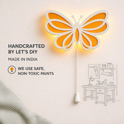 Warm Orange Butterfly Wall Lamp for Kids Room | Nursery Decor