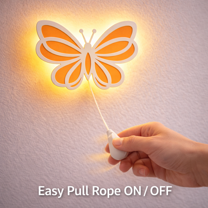 Warm Orange Butterfly Wall Lamp for Kids Room | Nursery Decor