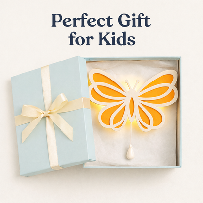 Warm Orange Butterfly Wall Lamp for Kids Room | Nursery Decor