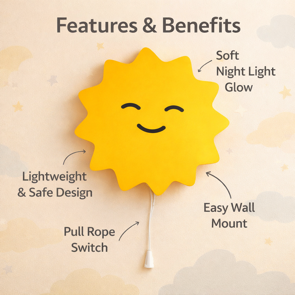 Sun Wall Lamp for Kid's Room | Nursery Rooms