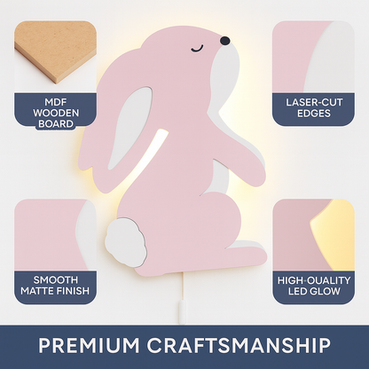 Pink Bunny Wall Lamp for Kids Room | Nursery Decor