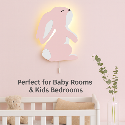 Pink Bunny Wall Lamp for Kids Room | Nursery Decor