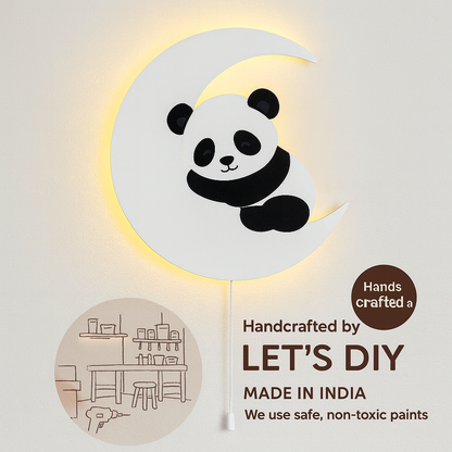 Panda Moon Wall Lamp for Kids Room |  Nursery Room Decor