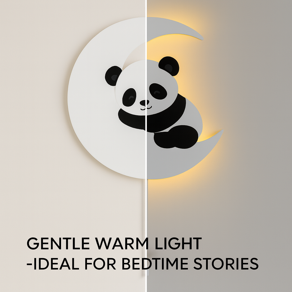 Panda Moon Wall Lamp for Kids Room |  Nursery Room Decor