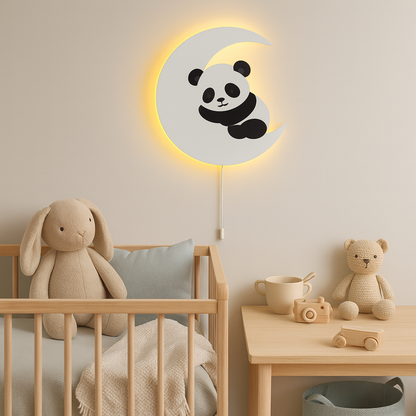 Panda Moon Wall Lamp for Kids Room |  Nursery Room Decor