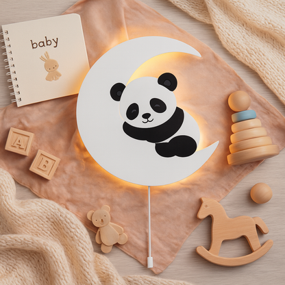 Panda Moon Wall Lamp for Kids Room |  Nursery Room Decor