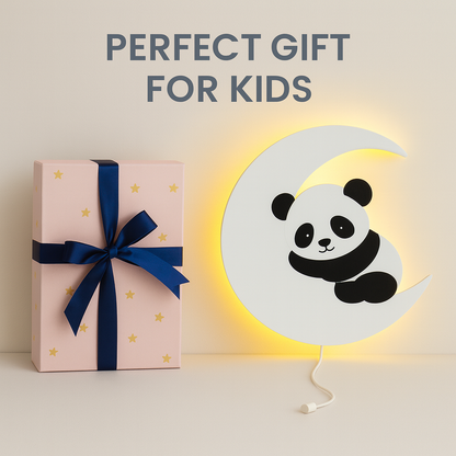 Panda Moon Wall Lamp for Kids Room |  Nursery Room Decor