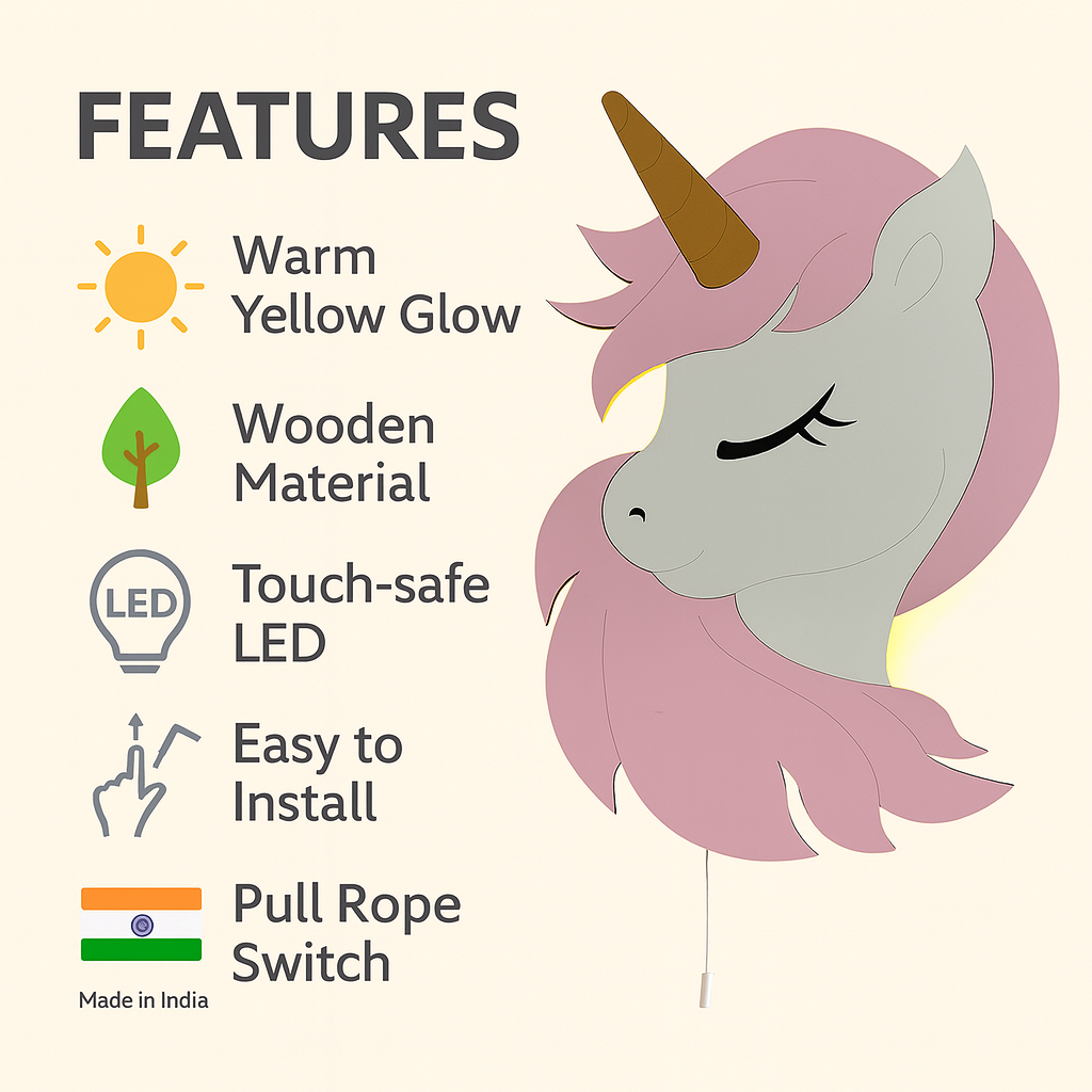 Unicorn Wall Lamp for Kids Room | Nursery Decor