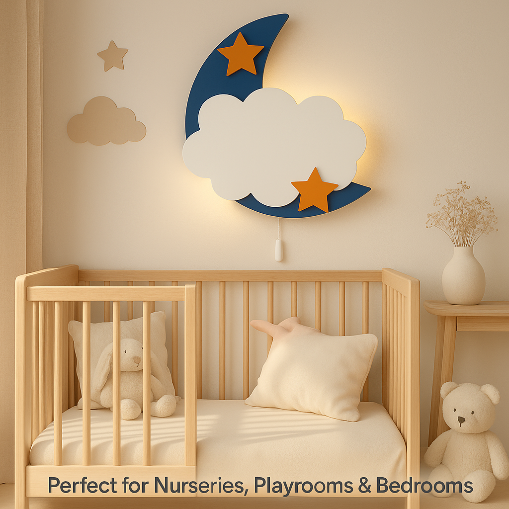 Moon Cloud Star Wall Lamp for Kids Room | Nursery Decor