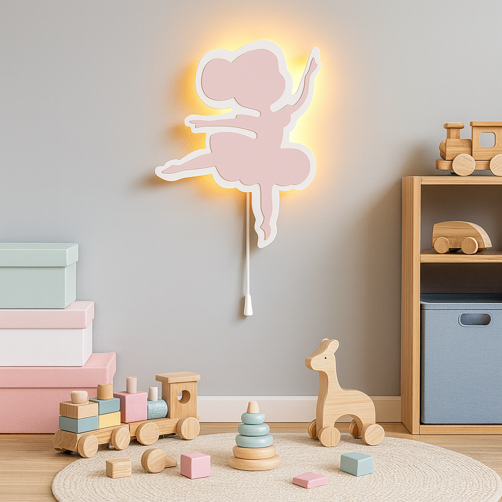 Pink Ballerina Wall Lamp for Kids Room | Nursery Decor