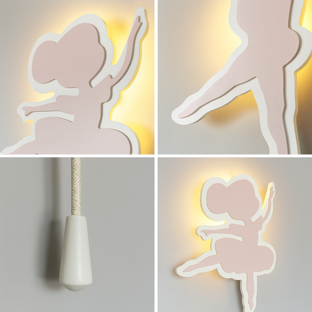 Pink Ballerina Wall Lamp for Kids Room | Nursery Decor