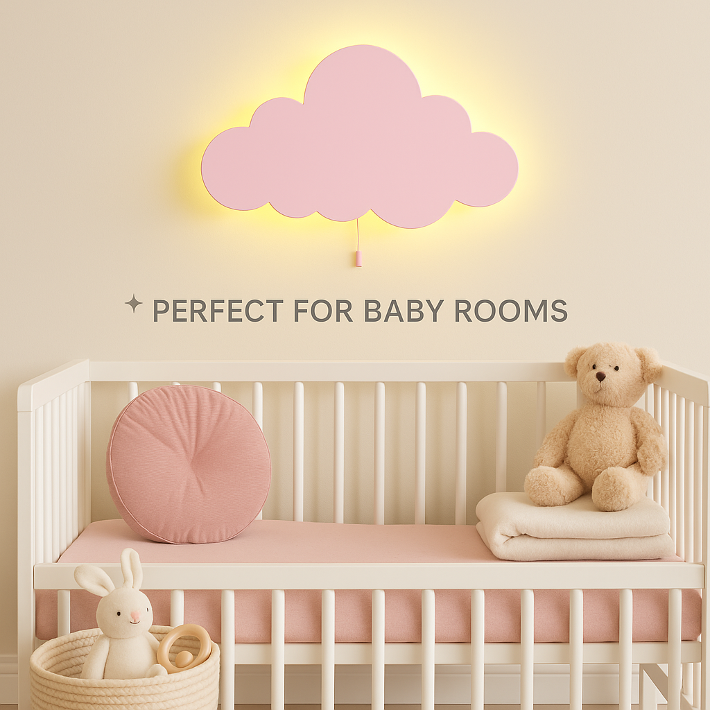 Pink Cloud Wall Lamp for Kids Room | Nursery Wall Lamp