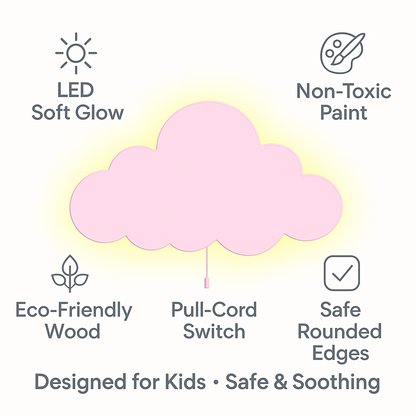 Pink Cloud Wall Lamp for Kids Room | Nursery Wall Lamp
