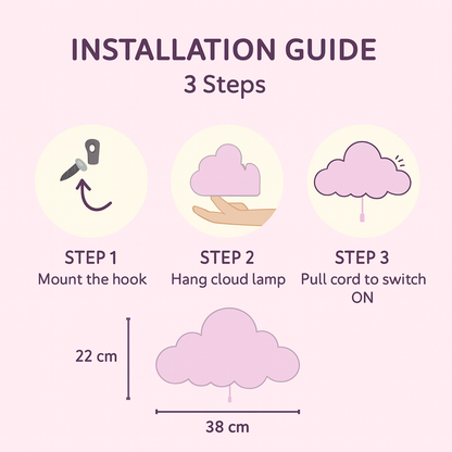 Pink Cloud Wall Lamp for Kids Room | Nursery Wall Lamp
