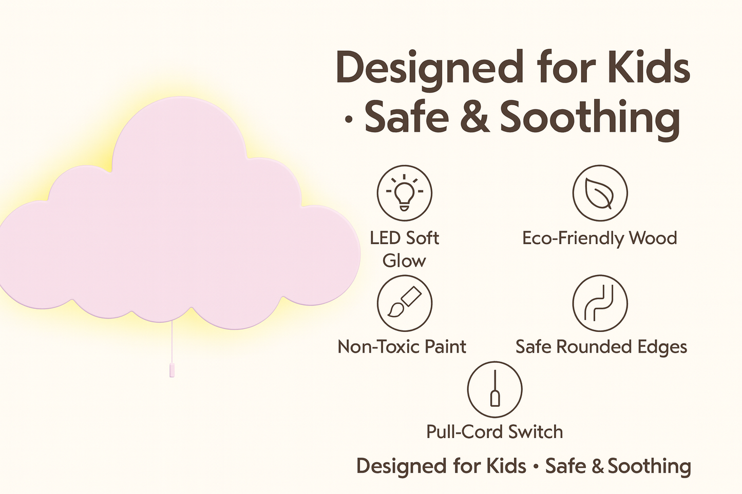 Pink Cloud Wall Lamp for Kids Room | Nursery Wall Lamp