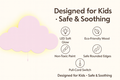 Pink Cloud Wall Lamp for Kids Room | Nursery Wall Lamp