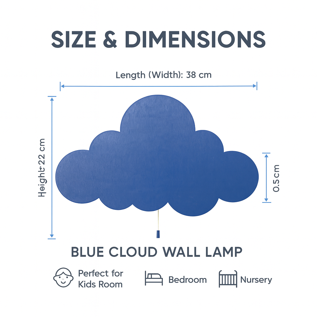 Blue Cloud Wall Lamp for Kids Room | Nursery Decor