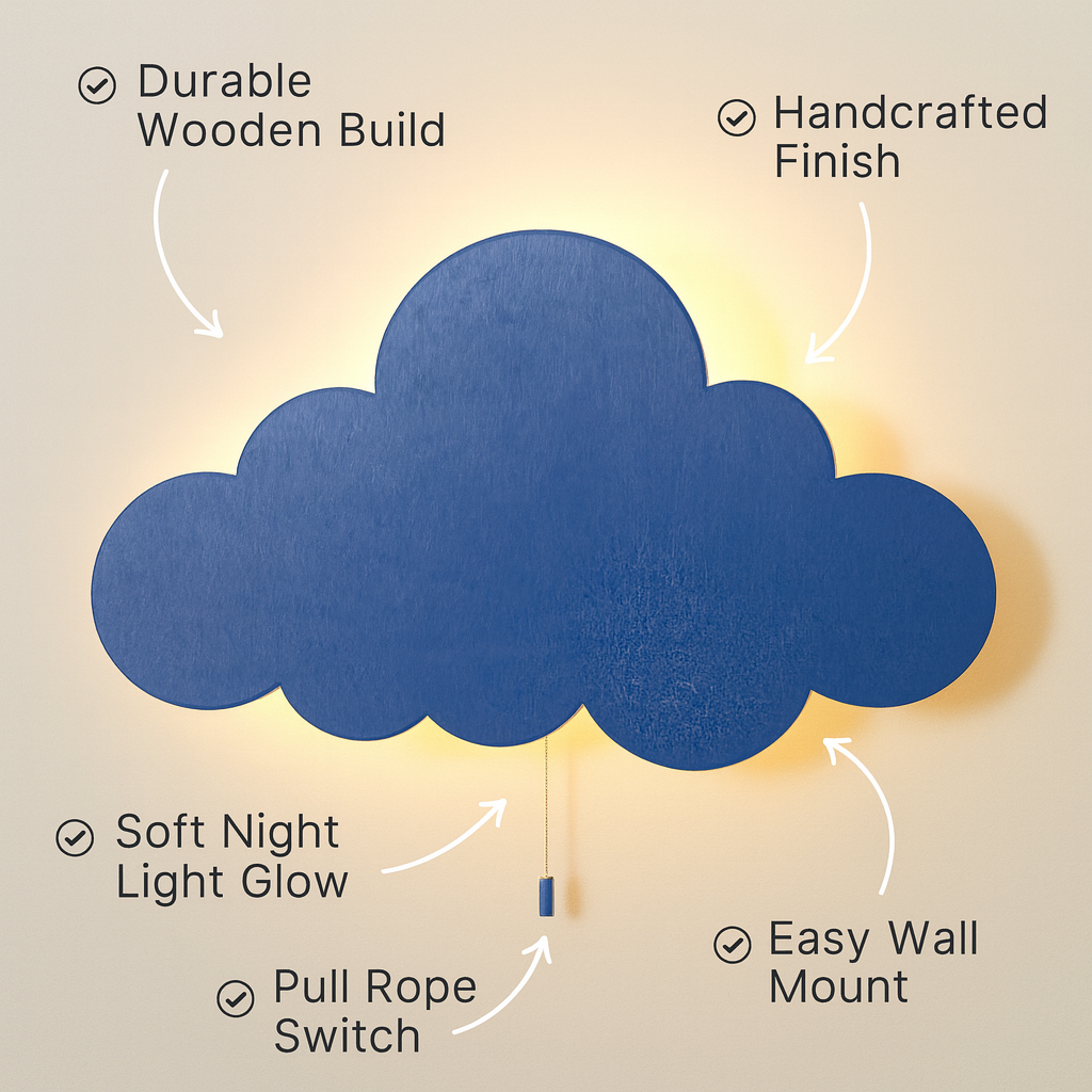 Blue Cloud Wall Lamp for Kids Room | Nursery Decor