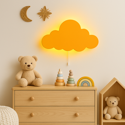 Orange Cloud Wall Lamp for Kids Room | Nursery Decor