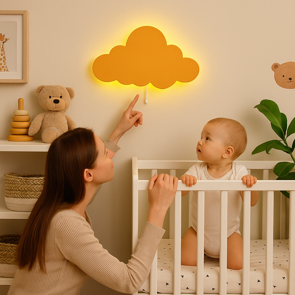 Orange Cloud Wall Lamp for Kids Room | Nursery Decor