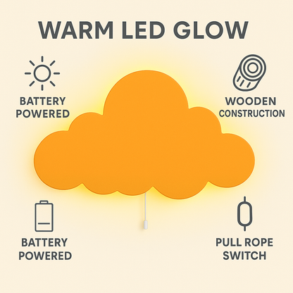 Orange Cloud Wall Lamp for Kids Room | Nursery Decor