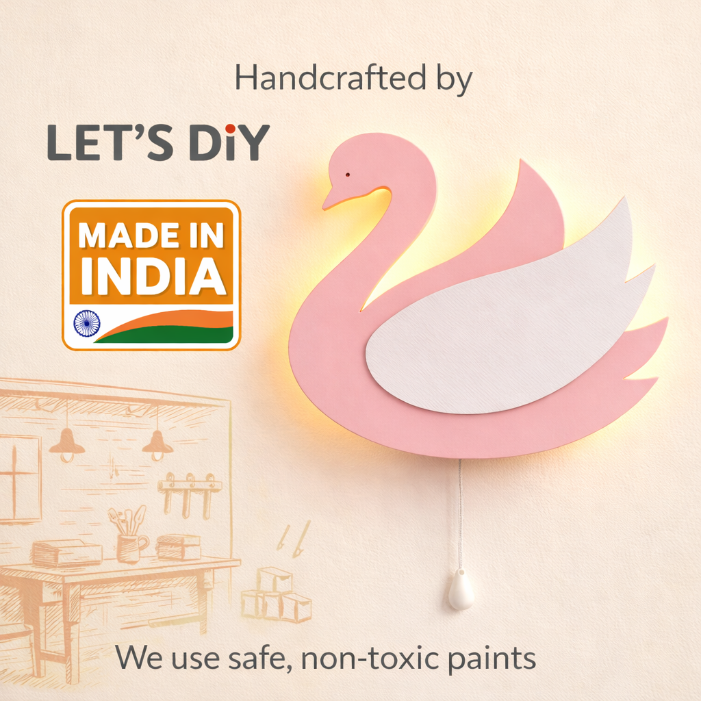 Pink Swan Shape Wall Lamp for Kids Room | Nursery Decor