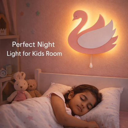 Pink Swan Shape Wall Lamp for Kids Room | Nursery Decor