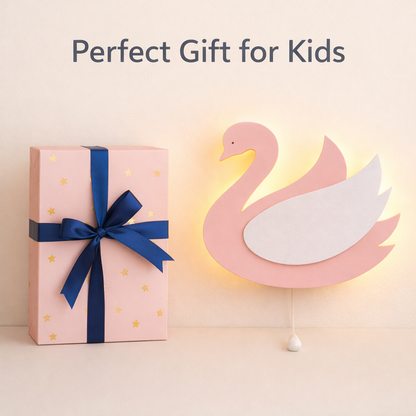 Pink Swan Shape Wall Lamp for Kids Room | Nursery Decor