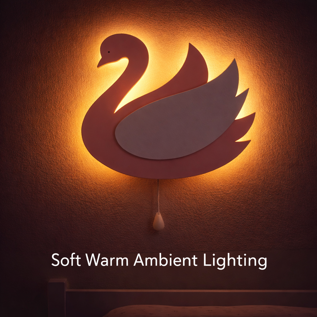 Pink Swan Shape Wall Lamp for Kids Room | Nursery Decor