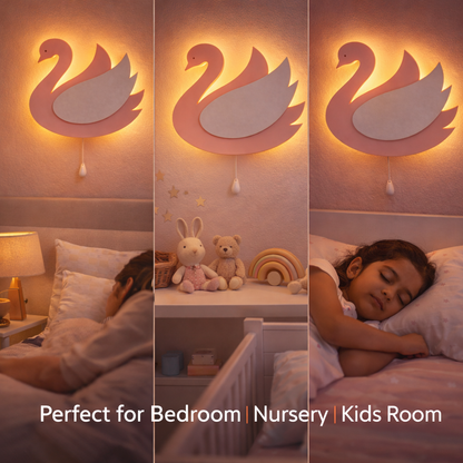 Pink Swan Shape Wall Lamp for Kids Room | Nursery Decor